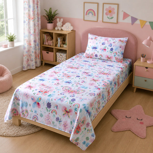 Rainbow Butterfly Dreams Kids Bedsheet
